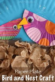 Paper Plate Bird Crafts For Kids Adorable Bird And Nest Craft With Cupcake Liners And Paper Plates Happy Hooligans Spring Crafts For Kids Crafts Bird Crafts