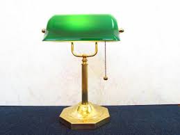 Vintage Brass Bankers Desk Lamp With Green Glass Shade Desk Lamp Glass Desk Lamps Lamp