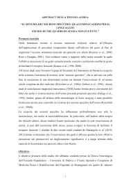 Abstract Della Tesi Di Laurea Il Sistema Dei Neuroni