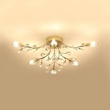 Check spelling or type a new query. Metal Leaf Design Semi Flush Light Multi Lights Modern Style Ceiling Lighting In Gold With Clear Crystal Beautifulhalo Com