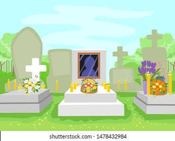 Ilustración de tumbas en un cementerio: vector de stock (libre de regalías)  1478432984 | Shutterstock