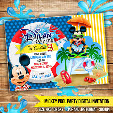 Mickey Mouse Pool Party Digital Invitation Beach Party Mickey Mouse Pool Party Mickey Surf Mickey Pool Party Invitations Mickey Party Pool Birthday Party