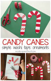 Keep the candy canes wrapped as you craft to make an edible gift or unwrap them for a cute tree ornament. Candy Cane Ornaments Candy Cane Crafts Preschool Christmas Candy Cane Ornament
