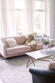Blush Pink Sofa Living Room Decor Inspiration Pretty Little Details In 2020 Pink Living Room Decor Pink Sofa Living Pink Sofa Living Room