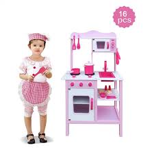 Unlike many other play kitchen sets the kidkraft uptown espresso kitchen is large enough to accommodate multiple children at the same time. Play Kitchen Set Kids Wood Kitchen Toy Cooking Pretend To Play Set With 16 Piece Cookware Accessories Kitchen Accessories For Kids Kitchen Playset For Toddlers Play Kitchen Sets For Girls W5461 Walmart Com