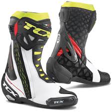 Tcx Rt Race Track Day Road Racing Boot White Red Fluoro Yellow