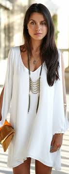 Casual Split Sleeve Loose Fit Chiffon Dress Fashion Boho Summer Dresses Chiffon White Dress