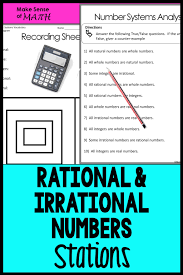 Rational And Irrational Numbers Stations Real Number System Irrational Numbers Math Stations