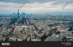 The iron construction is located on champ de mars (mars field) close to the seine river. Aerial View Eiffel Image Photo Free Trial Bigstock