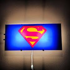 Superman Man Of Steel Bat Signal Light Gotham Cit Boys Room Decor Superhero Decal Night Light Wall St Superman Bedroom Decor Batman Room Superhero Room