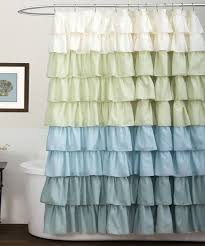 White Blue Ruffle Shower Curtain Cortina Box Decoracao Para Janela Decoracao