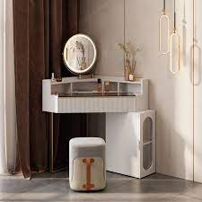 Modern White Corner Makeup Vanity Set