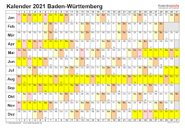 Jahreskalender zum ausdrucken download freewarede. Kalender 2021 Baden Wurttemberg Ferien Feiertage Pdf Vorlagen