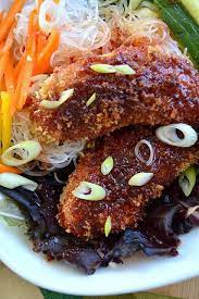 Crunchy Sweet And Spicy Chicken Tenders With Noodle Salad Sweet And Spicy Chicken Yummy Chicken Recipes Spicy Chicken Tenders