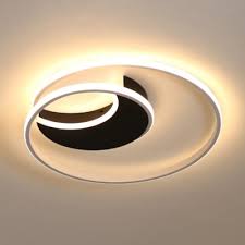 Modern Ring Led Flush Mount Light Acrylic Black Ceiling Lamp In Warm White For Child Bedroom Beautifulhalo Com