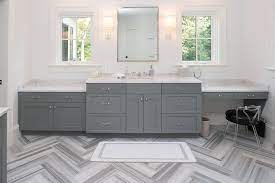 Herringbone parquet is one of the most traditional and popular parquet floors there is: Gray Striped Marble Bathroom Floor Design Ideas