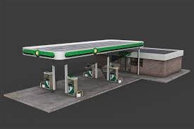 Gas Station City Buildings Gas Station Hotel Building