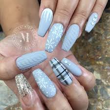Light Blue Mismatched Winter Nail Designs Mismatched Nails Nail Designs Nail Colors Winter Winter Nail Designs Xmas Nails