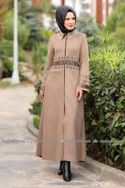 Lazer Kesim Suet Ferace Ygs6160 Vizon Fashion Dresses Head Scarf
