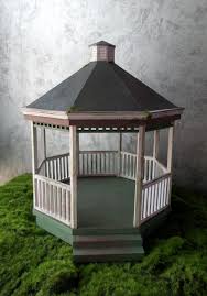 Gazebo Pavilion Kiosque En Bois Miniature Maison De Poupees Echelle 1 12 Wooden Stand Gazebo Wooden