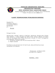 Contoh surat pengajuan atau permintaan dana. Surat Permohonan Pengadaan Barang Doc