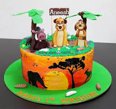 Awesome birthday cakes ideas of lions! Lion King Theme Customised Fondant Cake With 3d Simba Cakesdecor