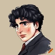 Young Alfred Molina portrait in manga style