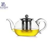 Heat resistant pyrex glass teapot with infuser suppliers China