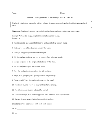 Complete the following sentences using a verb form that agrees with the subject. Subject Verb Agreement Worksheets Practicing Is Or Are Subject Verb Agreement Worksheet