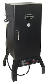 Using a 3/8 drill bit, drill three holes approximately 8 below the top of the garbage can, equidistantly placed around the circumference of the can. Masterbuilt Sportsman Elite Cookmaster Propane Smoker Bass Pro Shops Propane Smokers Propane Smoker
