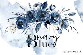 Real blue flowers for sale. Sale Navy Blue Flowers Watercolor Creative Market
