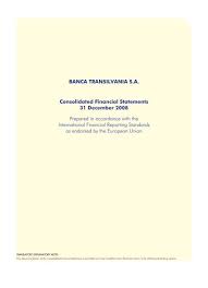 Prima pagină banca transilvania banca transilvania constanta banca transilvania cumpăna. Banca Transilvania S A Consolidated Financial Statements 31