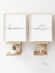 Buona Notte Druckbare Set Von 2 Uber Bett Druckbare Zitat Set Etsy Druckbare Zitate Wandkunst Ideen Budget Planer
