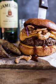 Jameson Whiskey Blue Cheese Burger With Guinness Cheese Sauce Recipe Blue Cheese Burgers Food Recipes