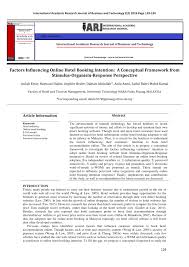 Pdf Factors Influencing Online Hotel Booking Intention A Conceptual Framework From Stimulus Organism Response Perspective
