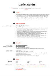 Mechanical Engineering Intern Resume Example Kickresume