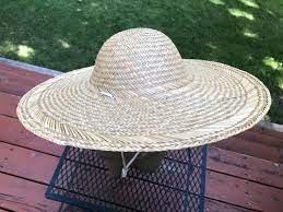 Vintage Straw Hat Wide Brim Old Fashioned Sun Hat Ladies Summer Beach Garden Party Asian Oriental Chinese Woven Straw Hat Vintage Straw Hat Straw Hat Sun Hats