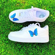 Custom Air Force 1 Low Single Blue Butterfly Air Force By Madammagic On Etsy In 2020 Air Force One Shoes Nike Air Force Nike