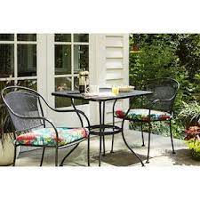 Garden Treasures Davenport Stackable Black Metal Frame Stationary Dining Chair S With Mesh Seat Lowes Com Steel Dining Chair Dining Chairs Outdoor Furniture Sets
