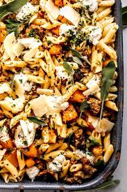 Sausage Goat Cheese Pasta With Butternut Squash In 2020 Autumn Pasta Recipes Butternut Squash Pasta Squash Pasta