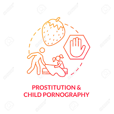 売春と児童ポルノの赤いコンセプトアイコン。性奴隷制の子供たち抽象的なアイデア細い線のイラスト。暴力的な扱い。性行為を行う。ベクトル分離アウトラインカラー描画のイラスト素材・ベクター  Image 172557608