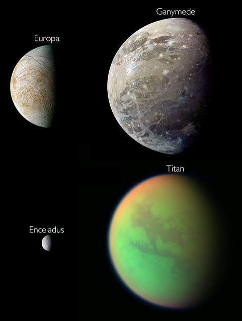Europa, Ganímedes, Encélado y Titán