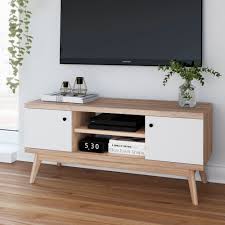 Our selection helps cut the clutter, manage cables and get things prettied up. Living Skog Mid Century Scandinavian Tv Stand Media Console For Tv S Up To 50 With White Cabinet Doors Pale Wood Walmart Com Walmart Com