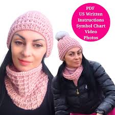 Easy Crochet Hat and Snood Pattern, Waffle Stitch Beanie and Neck Warmer  Set Super Bulky Yarn, Perfect for Gifts, PDF, Video Instructions