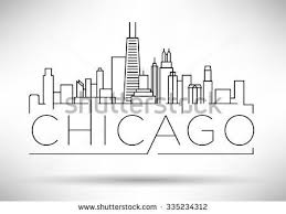 Linear Chicago City Silhouette With Typographic Design City Drawing City Silhouette City Sketch This skyline of chicago wall decal can now be yours or can make an awesome gift to a family member or a friend from chicago. www pinterest co kr