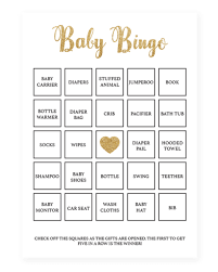 Printable Baby Shower Bingo Cards Gold Baby Bingo Gold Baby Showers Baby Shower Bingo