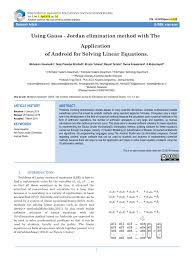 Jika suatu baris tidak seluruhnya dari nol, maka bilangan tak nol pertama pada baris itu adalah 1. Pdf Using Gauss Jordan Elimination Method With The Application Of Android For Solving Linear Equations