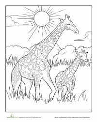 Color The Mother And Baby Giraffe Worksheet Education Com Giraffe Coloring Pages Giraffe Colors Animal Coloring Books