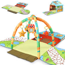 Baby floor mat with toys. Buy Tiny Wonders Baby Activity Gym Mat Infant Indoor Playmat W Hanging Rattle Toys Floor Mat For 3 6 9 12 18 Months Age 1 2 Year Olds Newborn Baby Boys Baby Girls Toddlers Online In Turkey B08b1btzv7