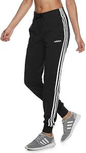 Adidas Originals Three Stripe Cuffed Sweatpants In Black Women S Adidas Essentials 3 Stripe Midrise Pants Adidas Pants Outfit Adidas Sweatpants Outfit Cute Sweatpants